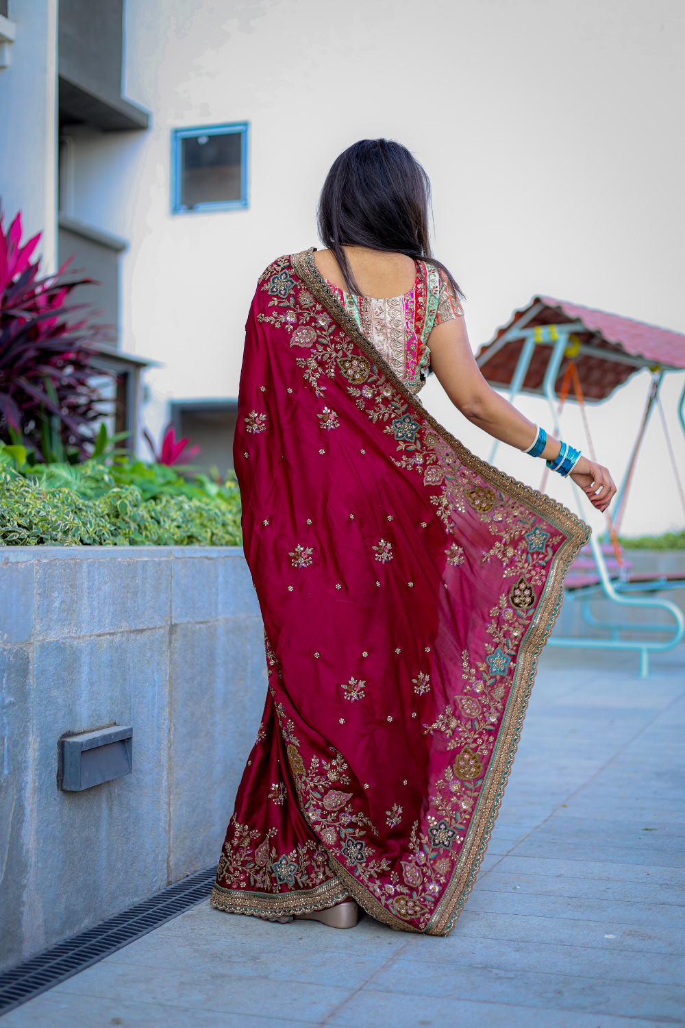 Silken Touch (Maroon, Butter Crepe Silk)