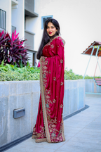 Silken Touch (Maroon, Butter Crepe Silk)
