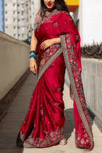 Silken Touch (Maroon, Butter Crepe Silk)