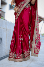 Silken Touch (Maroon, Butter Crepe Silk)