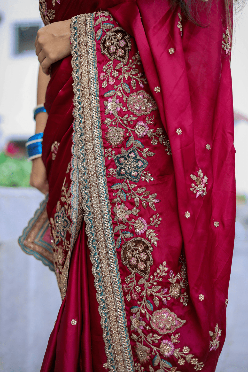 Silken Touch (Maroon, Butter Crepe Silk)